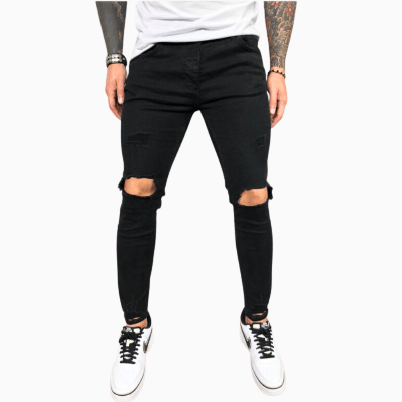 Herrers Skinny Ripped Jeans – Stretch Bekväma Stiliga Trendiga Slim Fit Vardagsjeans