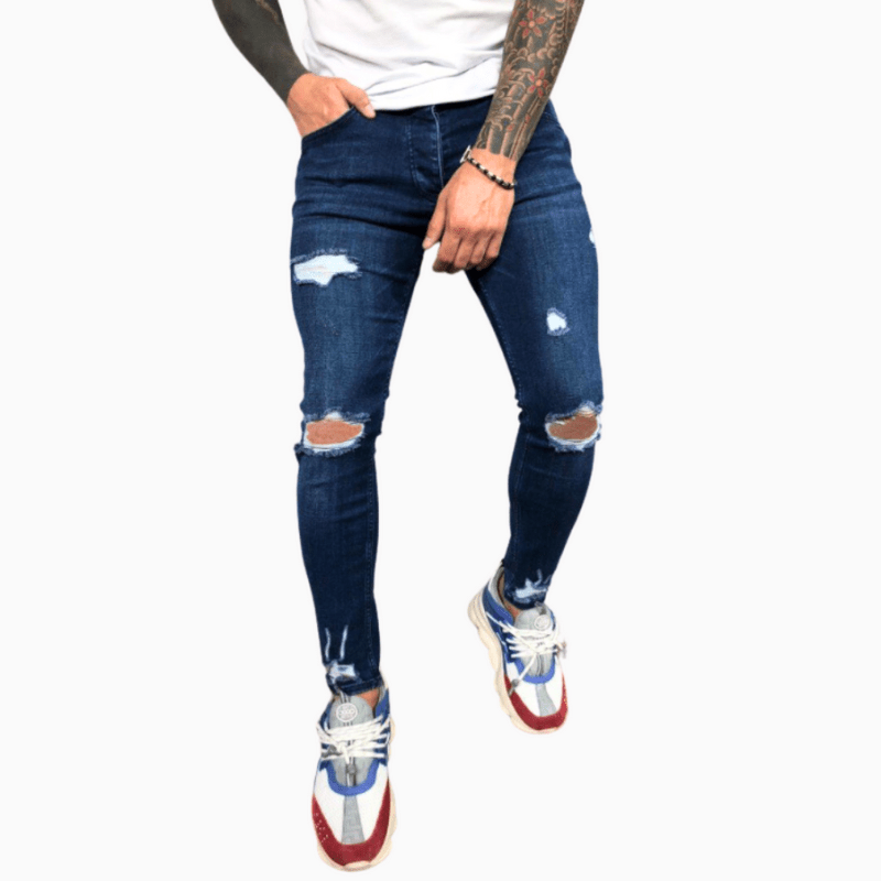 Herrers Skinny Ripped Jeans – Stretch Bekväma Stiliga Trendiga Slim Fit Vardagsjeans