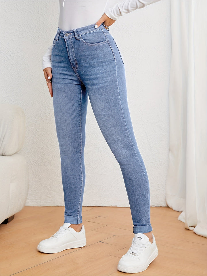 Kvinnors Högmidjade Slim Fit Jeans Stretch Denim Skinny Fit Casual Vardags Bekväma Byxor