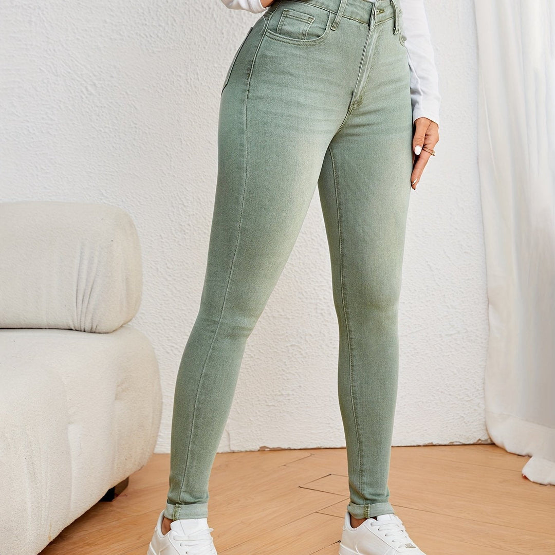 Kvinnors Högmidjade Slim Fit Jeans Stretch Denim Skinny Fit Casual Vardags Bekväma Byxor