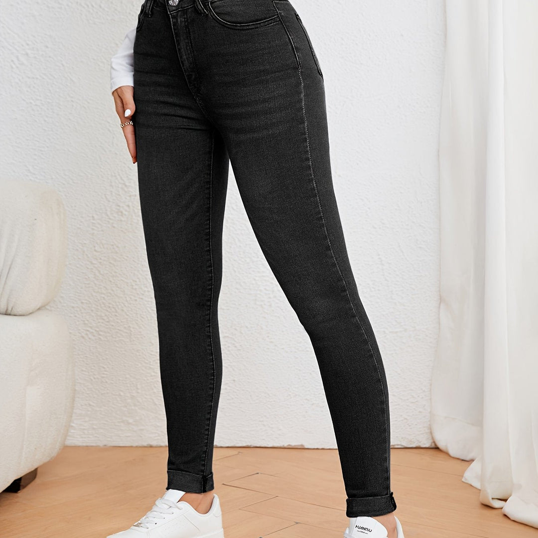 Kvinnors Högmidjade Slim Fit Jeans Stretch Denim Skinny Fit Casual Vardags Bekväma Byxor