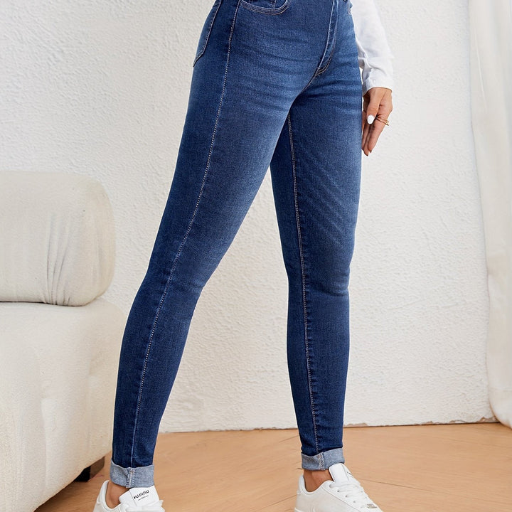 Kvinnors Högmidjade Slim Fit Jeans Stretch Denim Skinny Fit Casual Vardags Bekväma Byxor
