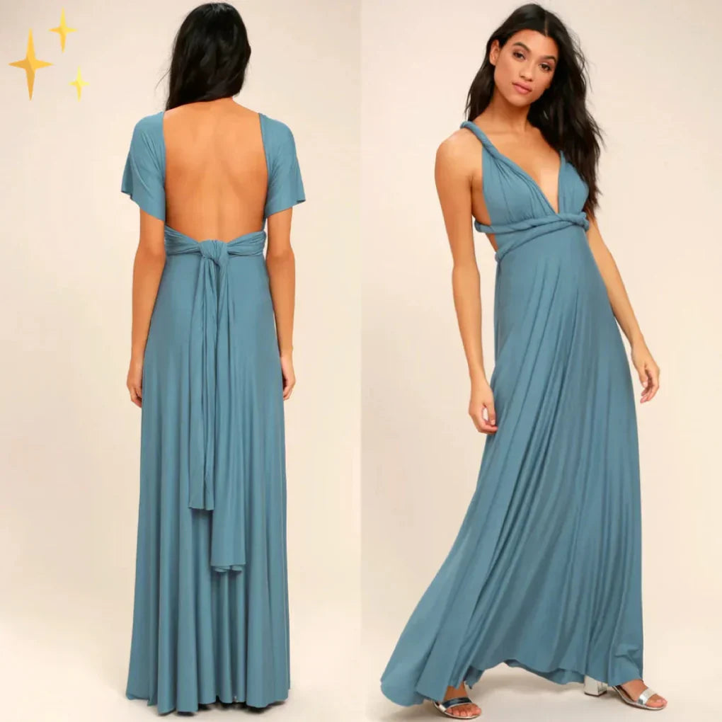 Kvinnors Multiway Wrap Maxi Klänning Konvertibel Elegant Aftonklänning