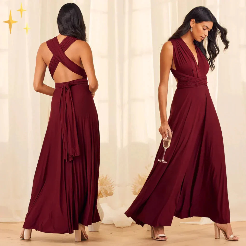 Kvinnors Multiway Wrap Maxi Klänning Konvertibel Elegant Aftonklänning