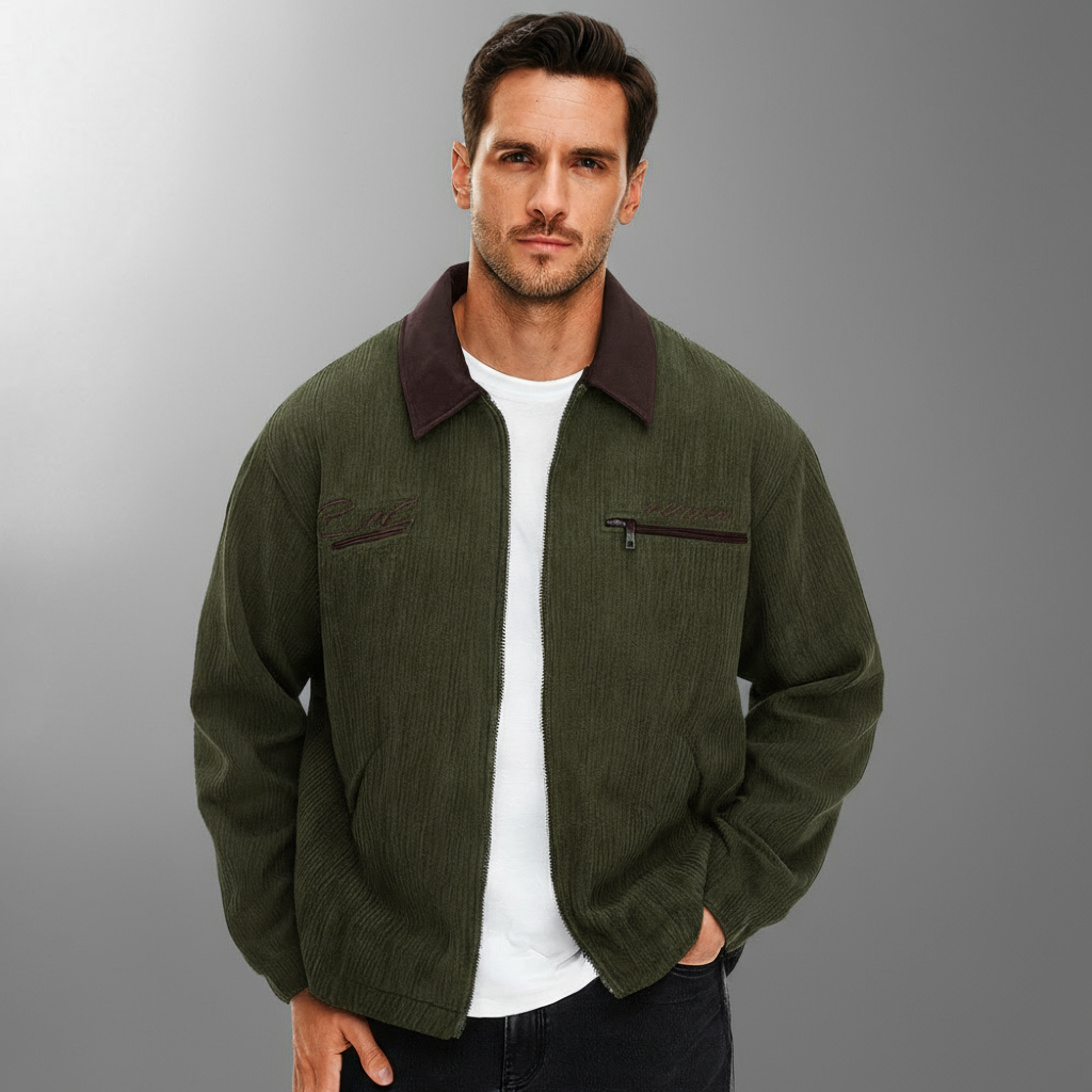 Herrars Lätta Zip-Jacka – Smart Casual Lager för Övergångsväder