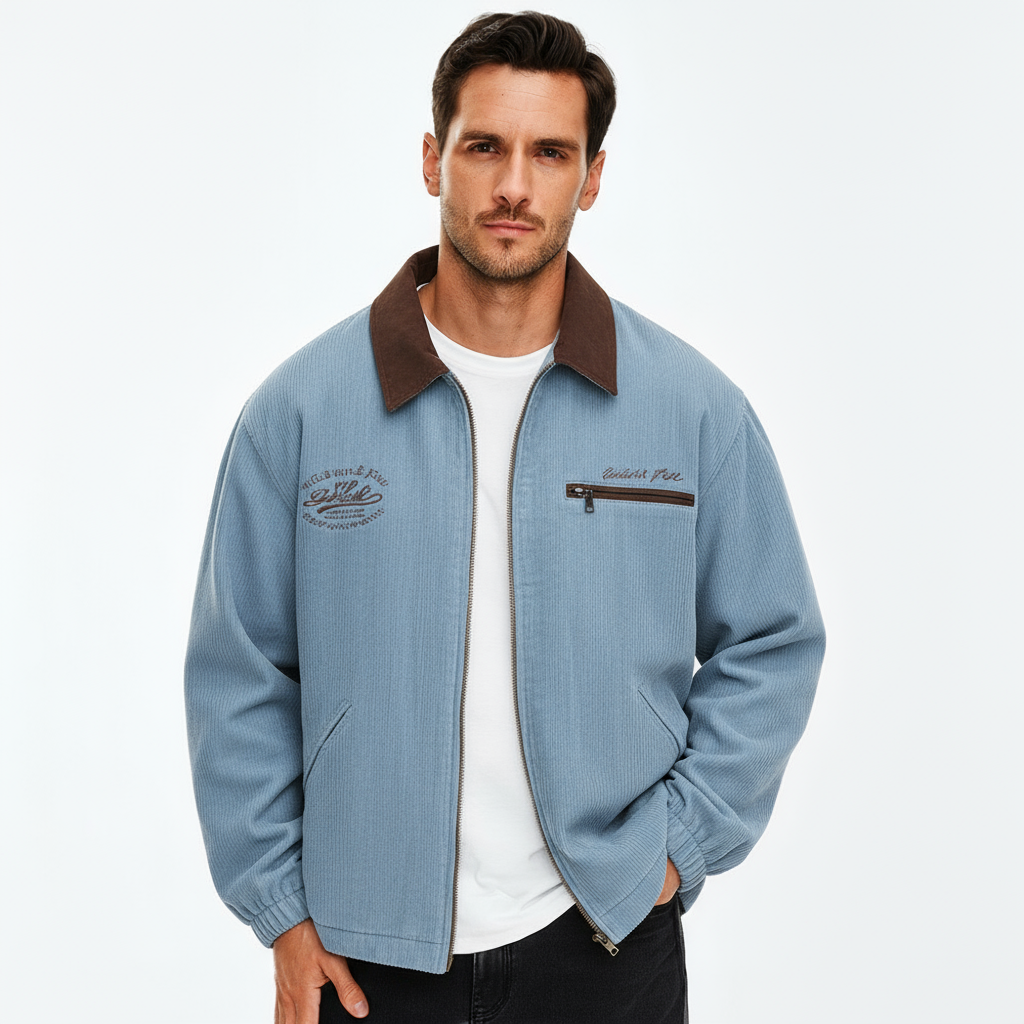 Herrars Lätta Zip-Jacka – Smart Casual Lager för Övergångsväder