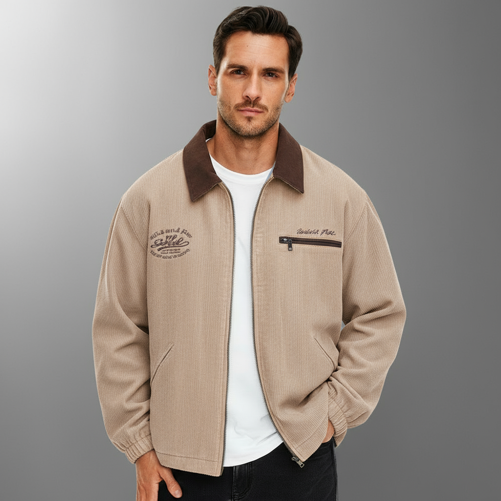 Herrars Lätta Zip-Jacka – Smart Casual Lager för Övergångsväder