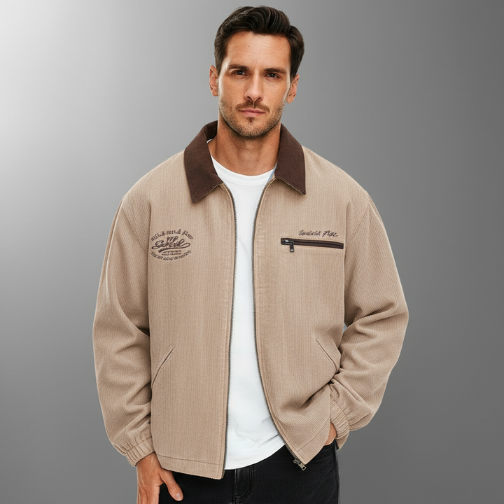 Herrars Lätta Zip-Jacka – Smart Casual Lager för Övergångsväder