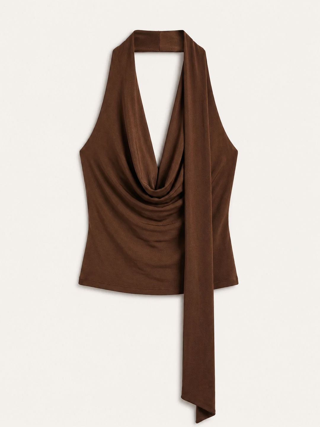 Kvinnors Draperad Halterneck Blus med Scarf Urrigning utan Ärmar