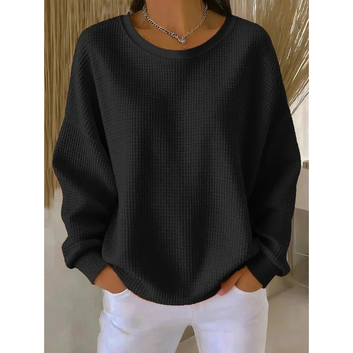 Kvinnors Oversized Texturerad Tröja – Avslappnad Långärmad Stil för Vardagsbruk