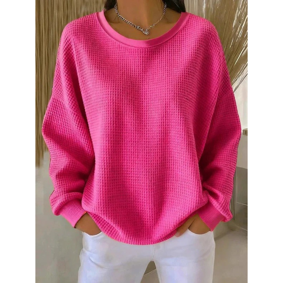 Kvinnors Oversized Texturerad Tröja – Avslappnad Långärmad Stil för Vardagsbruk