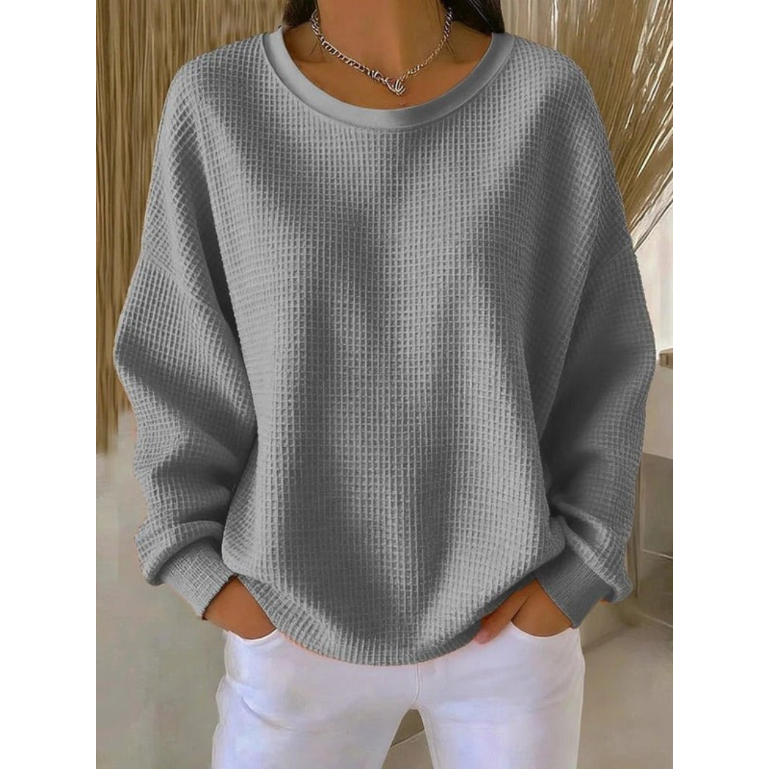 Kvinnors Oversized Texturerad Tröja – Avslappnad Långärmad Stil för Vardagsbruk