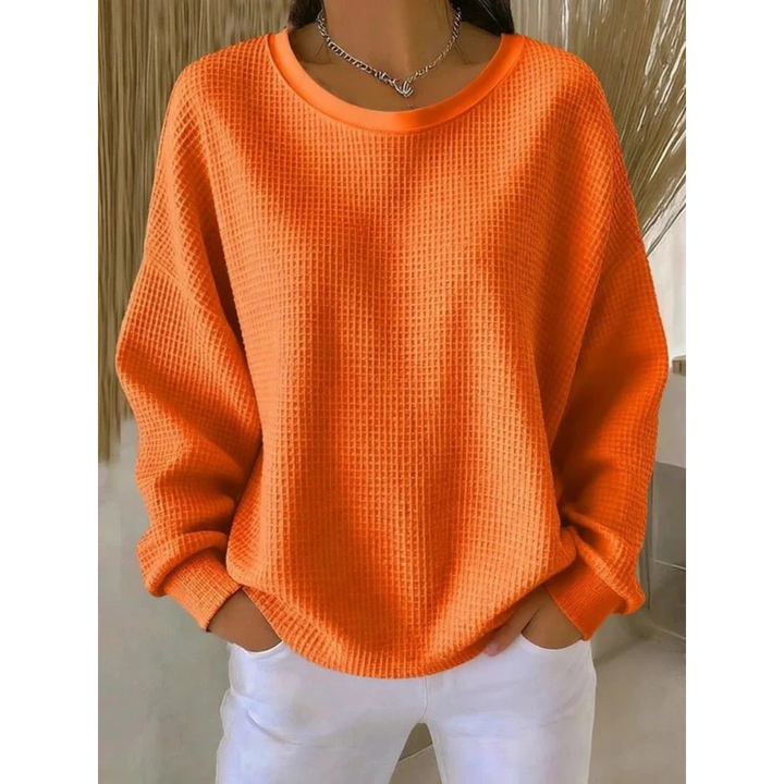 Kvinnors Oversized Texturerad Tröja – Avslappnad Långärmad Stil för Vardagsbruk