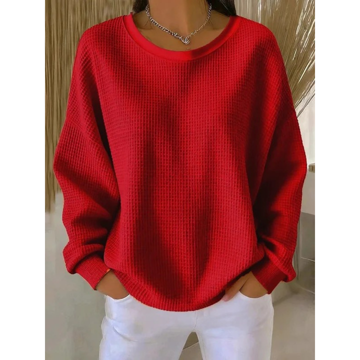Kvinnors Oversized Texturerad Tröja – Avslappnad Långärmad Stil för Vardagsbruk