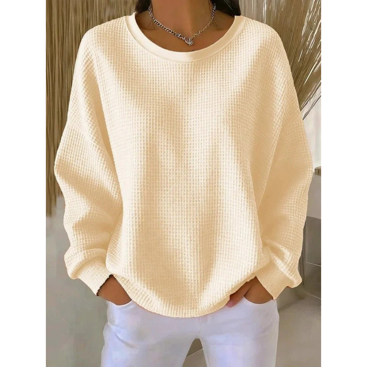 Kvinnors Oversized Texturerad Tröja – Avslappnad Långärmad Stil för Vardagsbruk