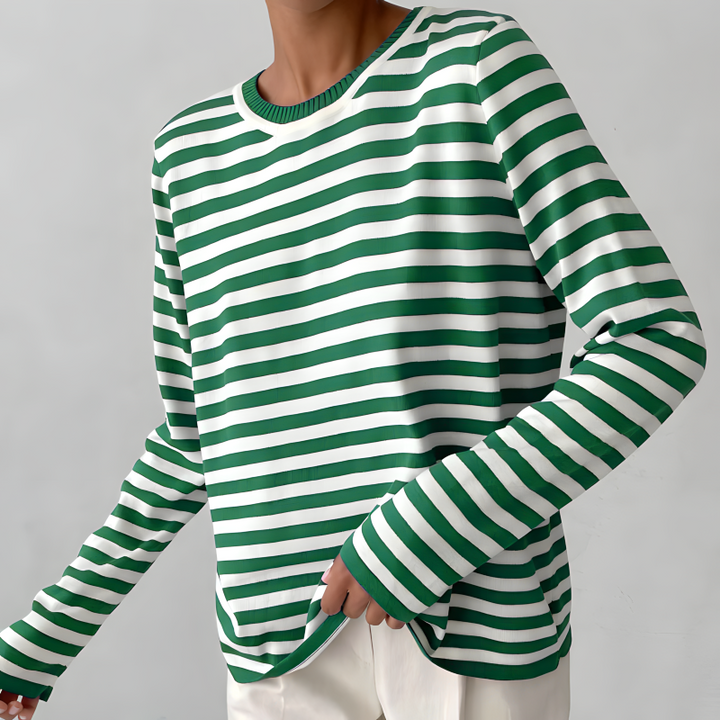 Kvinnors Tryckt Crew-Neck Stickad Topp – Lättvikts Långärmad Lager för Vardagsbruk