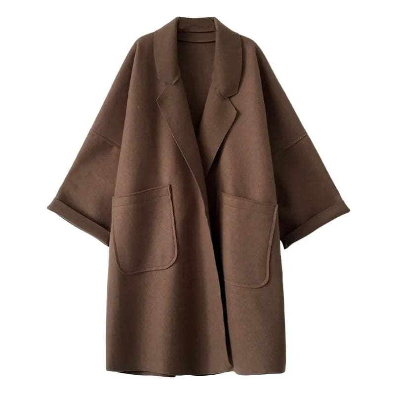 Kvinnors Oversized Ullblandning Trench Coat – Avslappnad Långlinje Lager för Smart Avslappnad Klädsel
