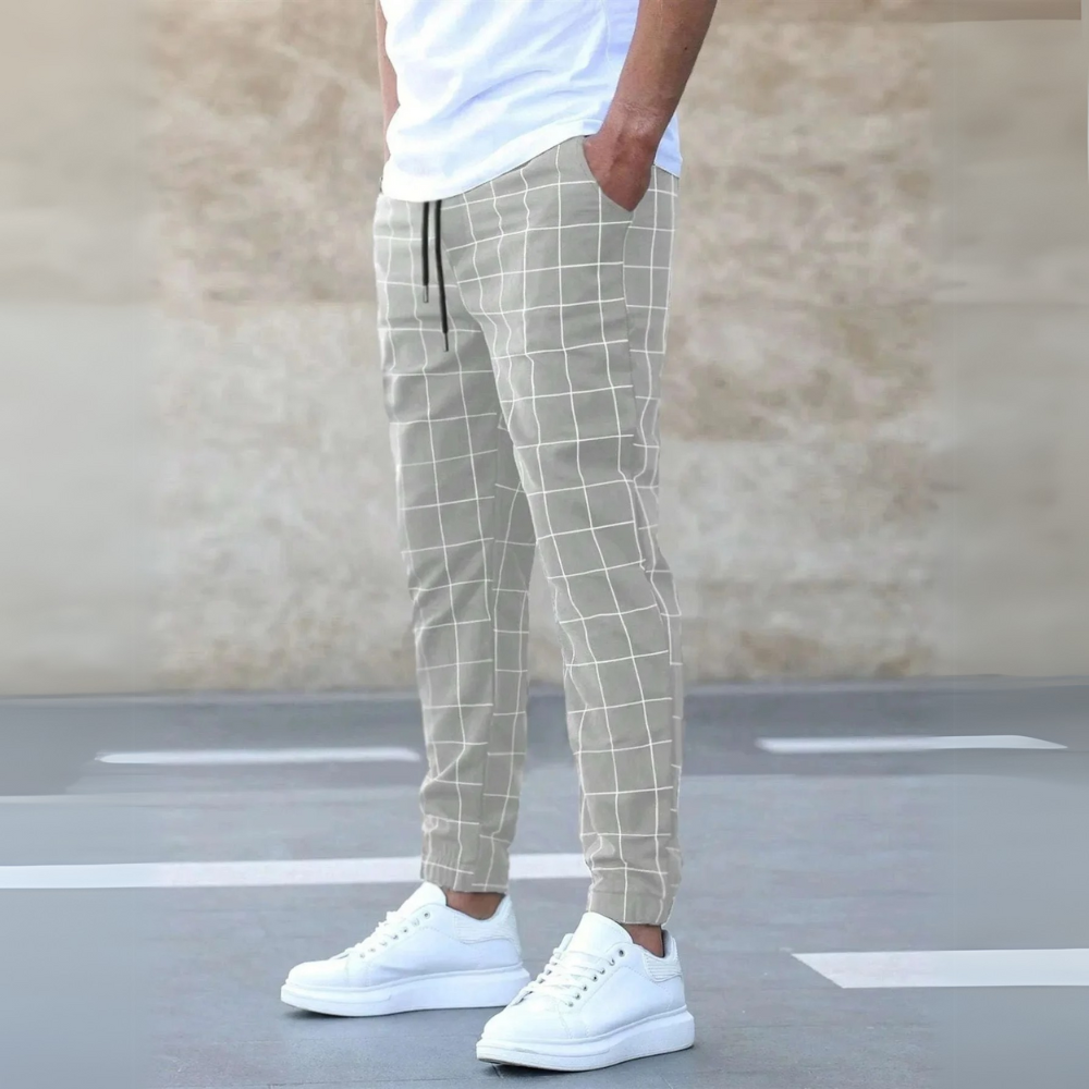 Herrarnas tryckta joggers med dragsko och tapered cuff