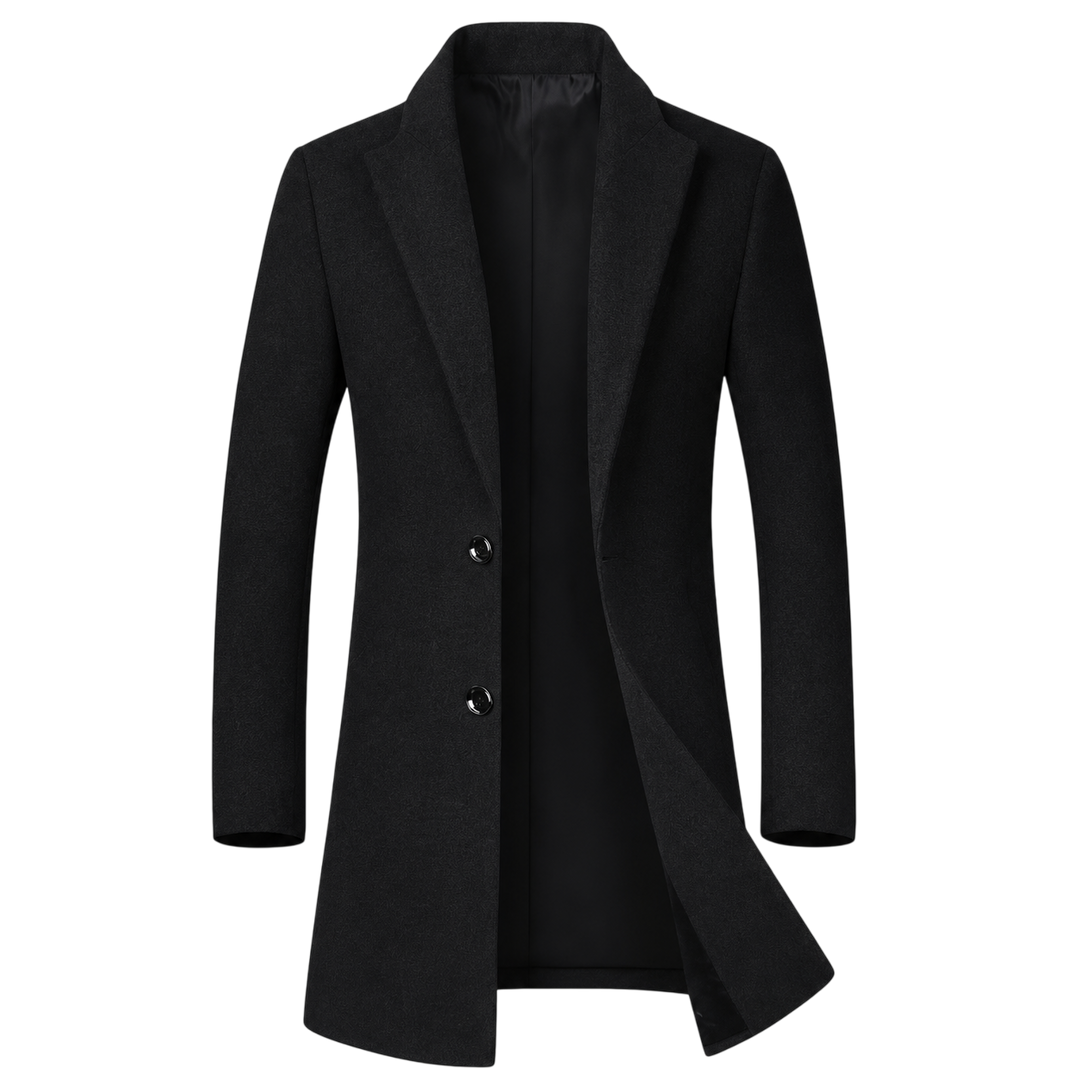 Herrens Mid-Length Tweed Kappa – Rakt Skuren Skräddarsydd Lager för Smart Vardagsbruk
