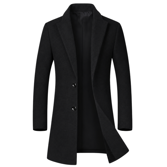 Herrens Mid-Length Tweed Kappa – Rakt Skuren Skräddarsydd Lager för Smart Vardagsbruk