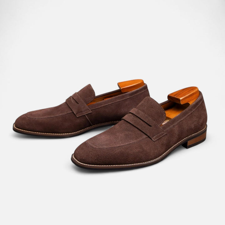 Herrens Mocka Penny Loafers Klassiska Smart Slip-On Skor