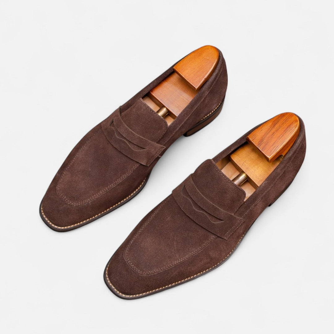Herrens Mocka Penny Loafers Klassiska Smart Slip-On Skor