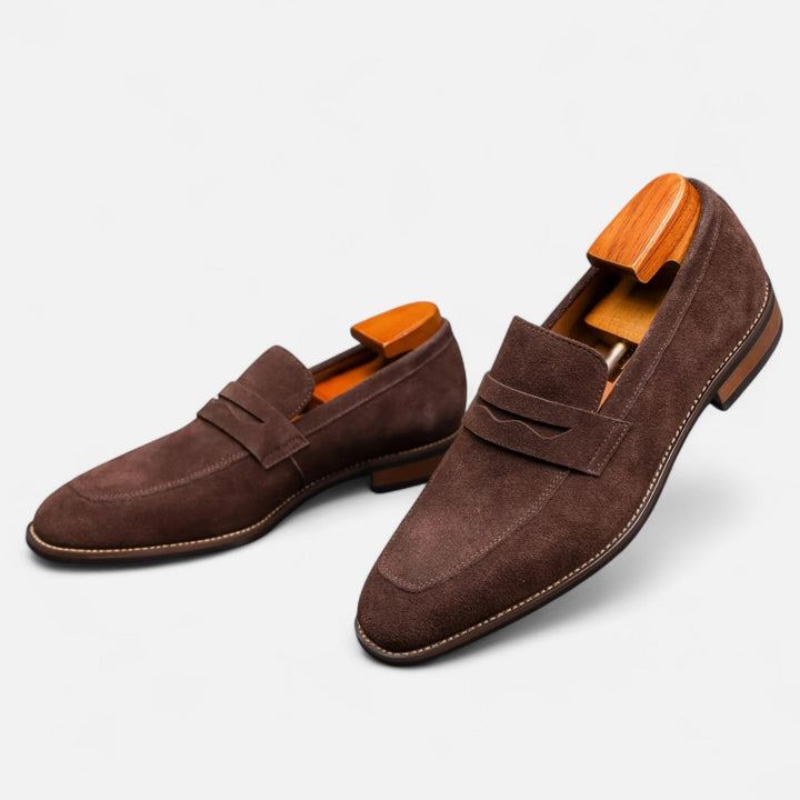 Herrens Mocka Penny Loafers Klassiska Smart Slip-On Skor