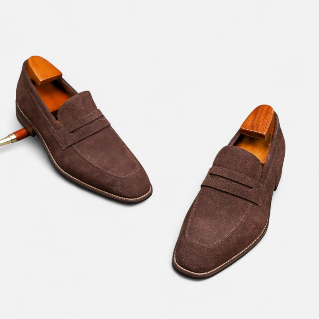Herrens Mocka Penny Loafers Klassiska Smart Slip-On Skor