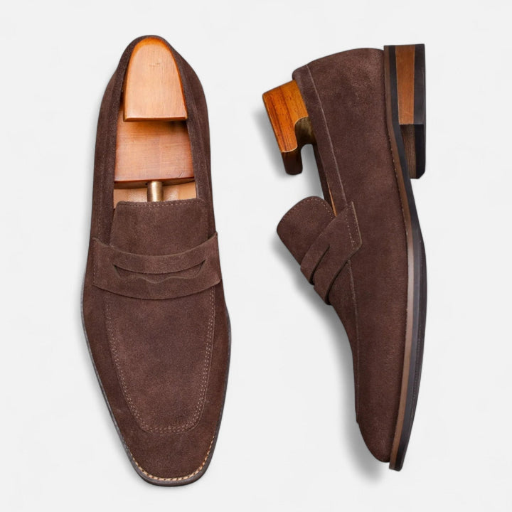 Herrens Mocka Penny Loafers Klassiska Smart Slip-On Skor