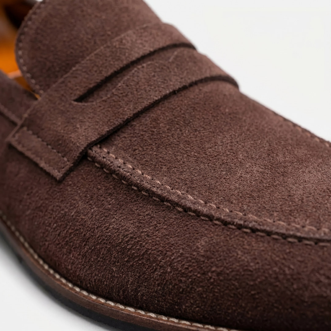 Herrens Mocka Penny Loafers Klassiska Smart Slip-On Skor