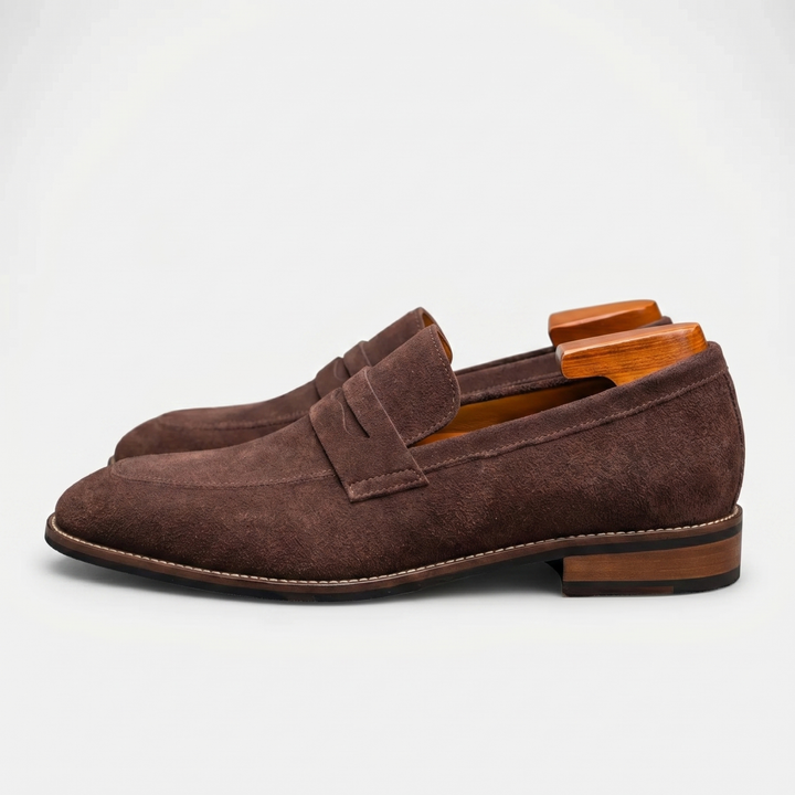 Herrens Mocka Penny Loafers Klassiska Smart Slip-On Skor