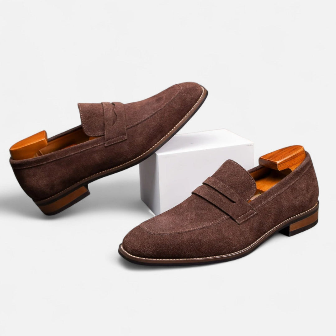 Herrens Mocka Penny Loafers Klassiska Smart Slip-On Skor