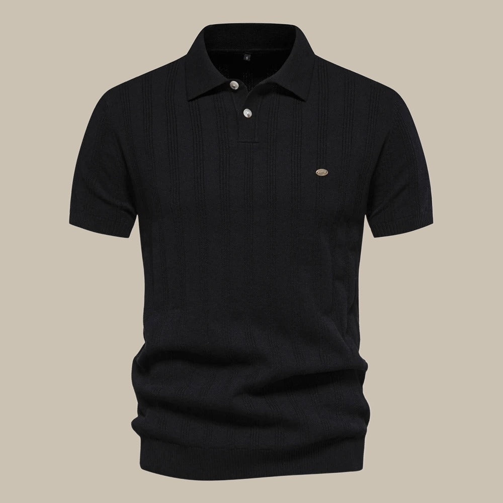 Herrens kortärmade ullpolo skjorta Premium andningsbar stickad smart-casual klassisk topp