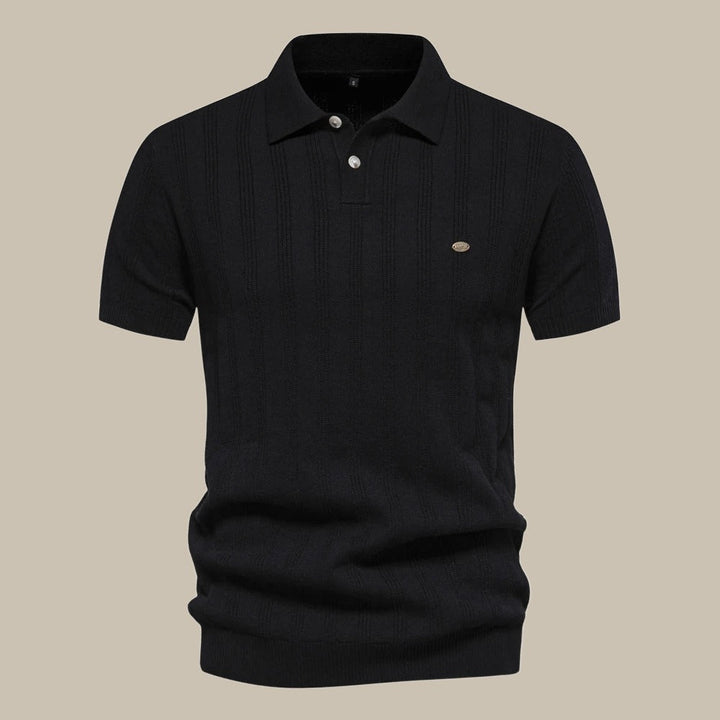 Herrens kortärmade ullpolo skjorta Premium andningsbar stickad smart-casual klassisk topp