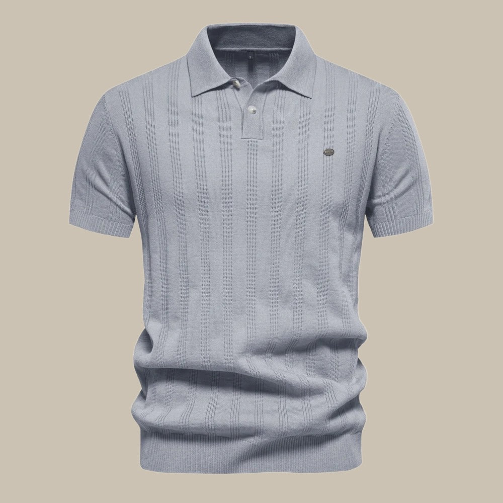 Herrens kortärmade ullpolo skjorta Premium andningsbar stickad smart-casual klassisk topp