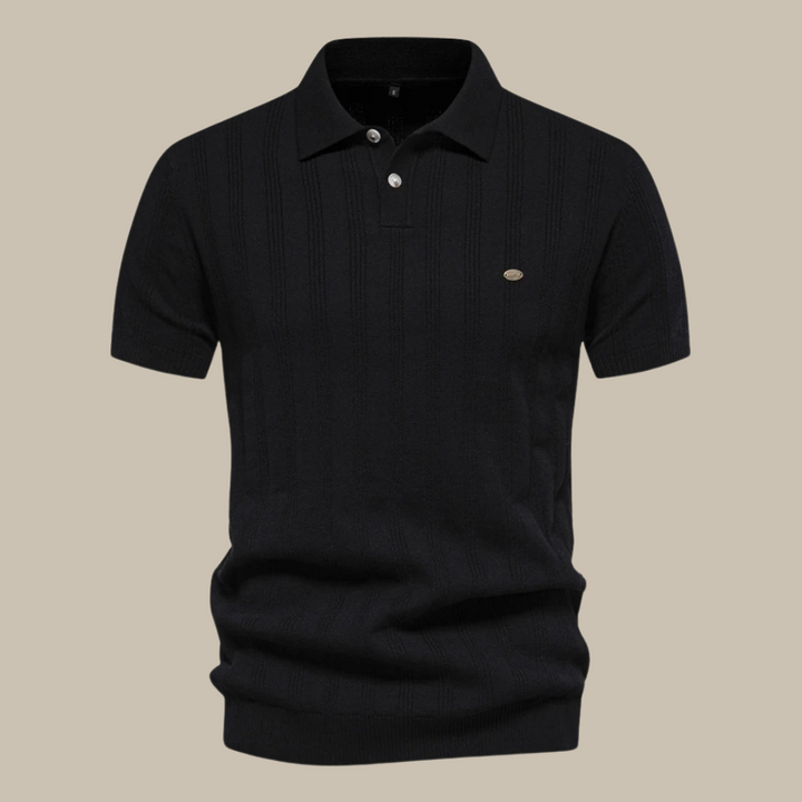 Herrens kortärmade ullpolo skjorta Premium andningsbar stickad smart-casual klassisk topp