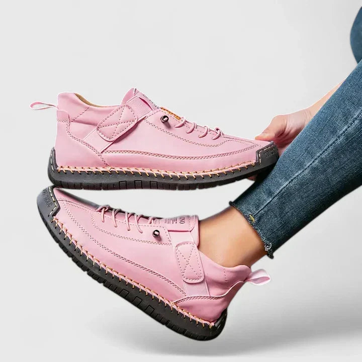 Kvinnors Skinnlook Velcro Snörning Promenadsneakers