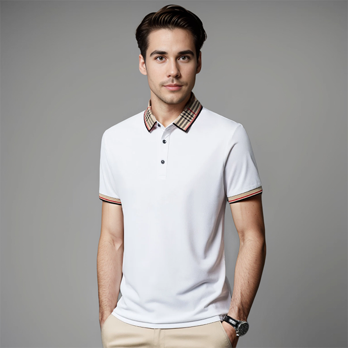 Herrens Poloshirt med Kontrastkrage, Finsmart Casual Stil
