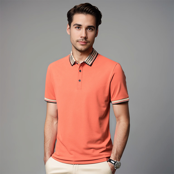 Herrens Poloshirt med Kontrastkrage, Finsmart Casual Stil