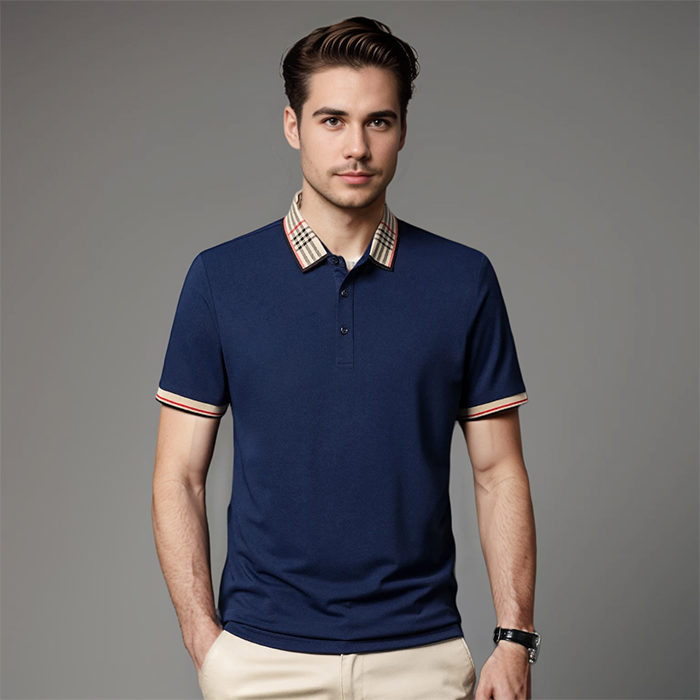 Herrens Poloshirt med Kontrastkrage, Finsmart Casual Stil
