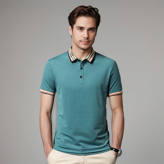 Herrens Poloshirt med Kontrastkrage, Finsmart Casual Stil