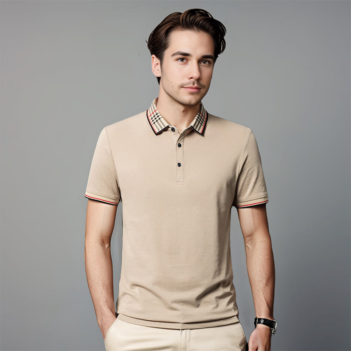 Herrens Poloshirt med Kontrastkrage, Finsmart Casual Stil