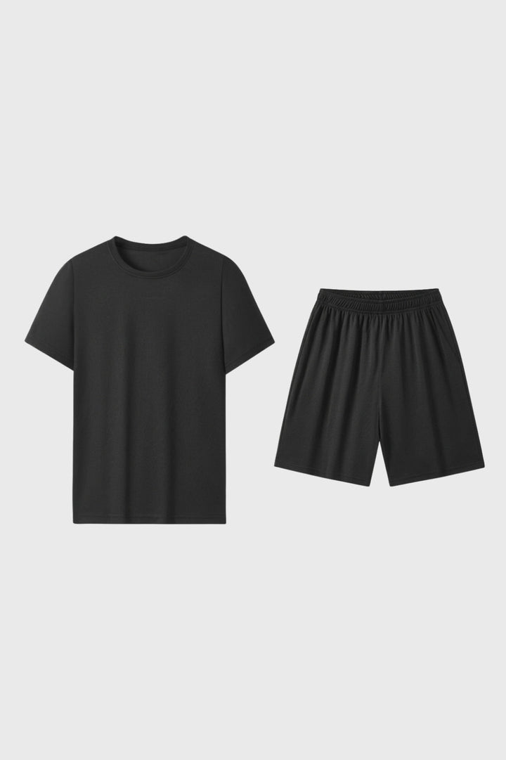 Herrars Crew Neck T-Shirt Set Avslappnade Shorts