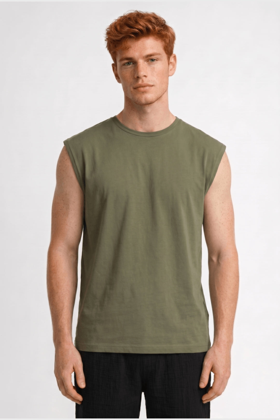 Herrarnas ärmlösa T-shirt Boxy Crew Neck Casual Top