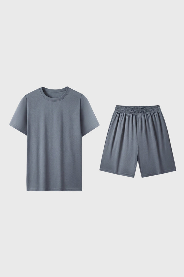 Herrars Crew Neck T-Shirt Set Avslappnade Shorts