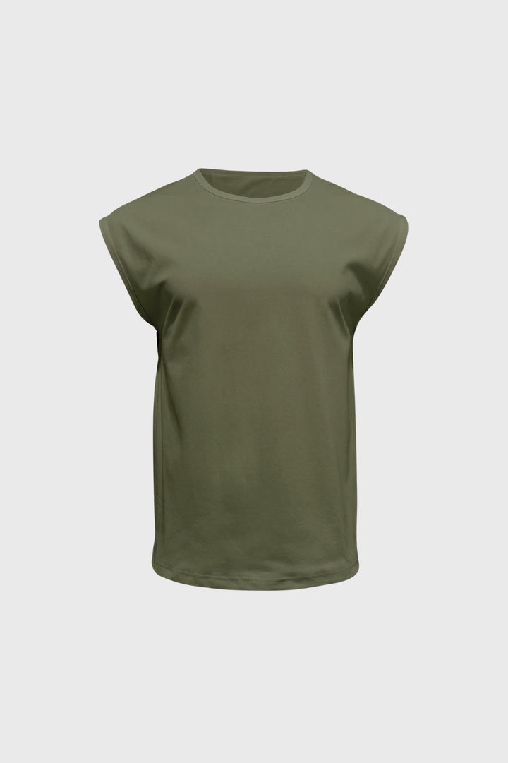 Herrarnas ärmlösa T-shirt Boxy Crew Neck Casual Top