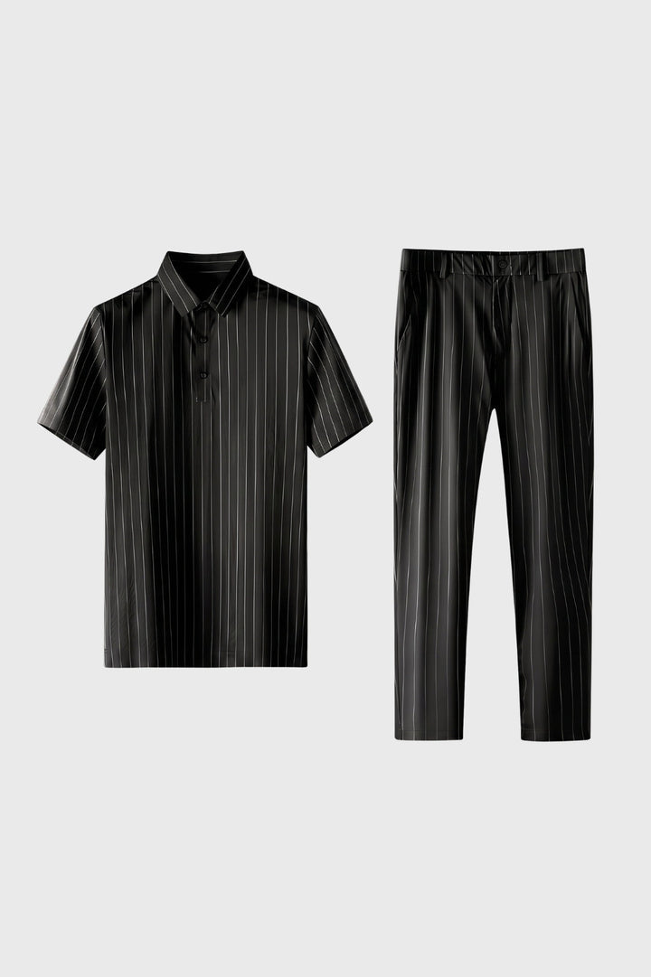 Herrarnas tryckta polo- och skräddarsydda byxor outfitset