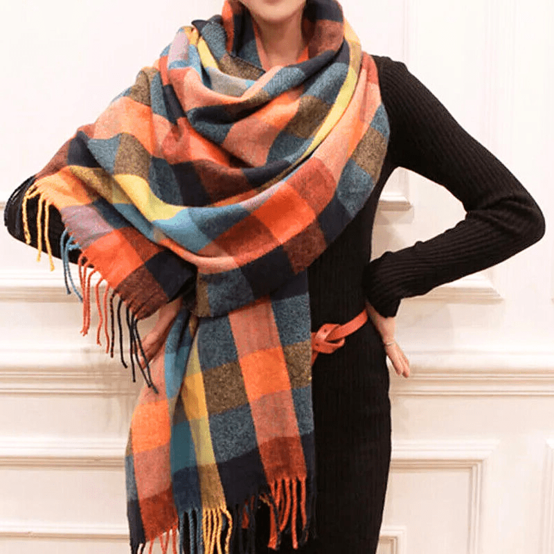 Kvinnors Cashmere Sjal Scarf – Fransad Wrap för Elegant Kyligt Väder Styling