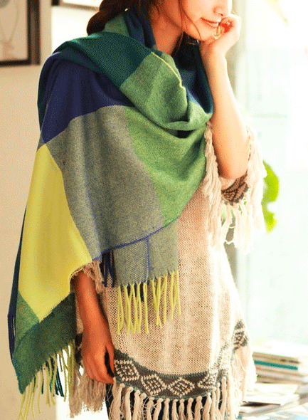 Kvinnors Cashmere Sjal Scarf – Fransad Wrap för Elegant Kyligt Väder Styling
