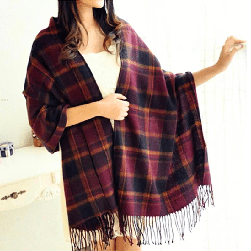 Kvinnors Cashmere Sjal Scarf – Fransad Wrap för Elegant Kyligt Väder Styling